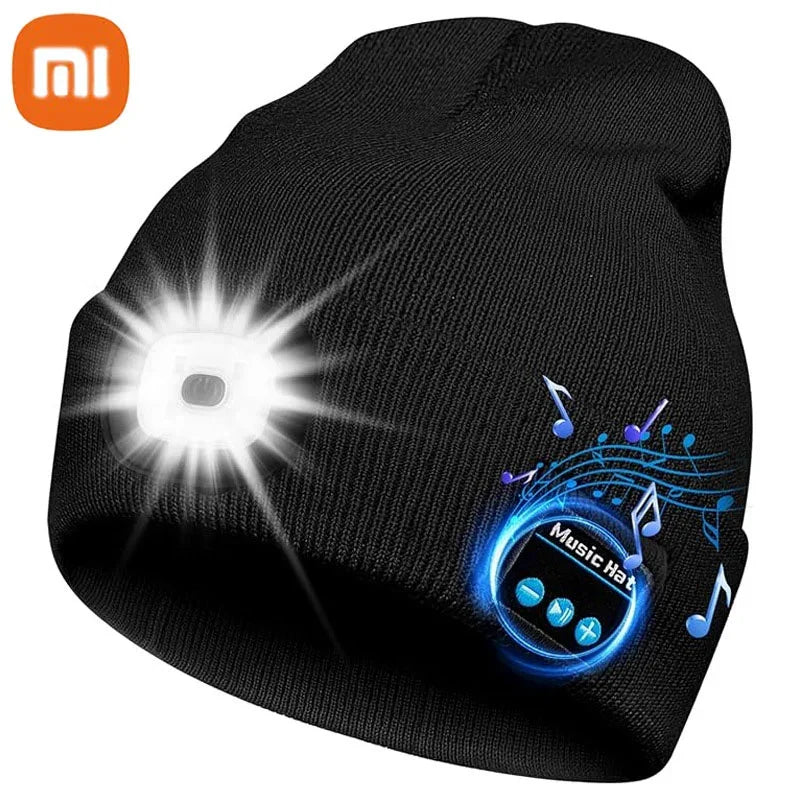 Original LED Light Bluetooth Warm Music Hat Headphones Sports Outdoor Earphone Removable Water Wash Cap Handfree Headset