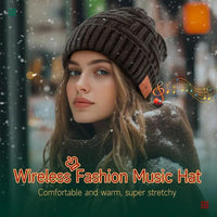 Wireless Music Hat, Chunky Knitted Hat Wireless Beanie Hat, Snow plus Velvet Warm Wireless Music Headphone Hat, Sports & Outdoor Hats