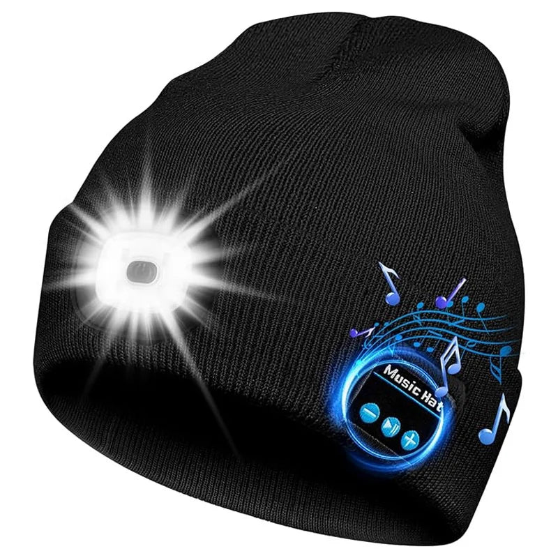 Original  LED Light Bluetooth Warm Music Hat Headphones Sports Outdoor Earphone Removable Water Wash Cap Handfree Headset