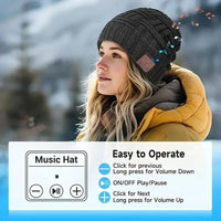 Wireless Music Hat, Chunky Knitted Hat Wireless Beanie Hat, Snow plus Velvet Warm Wireless Music Headphone Hat, Sports & Outdoor Hats
